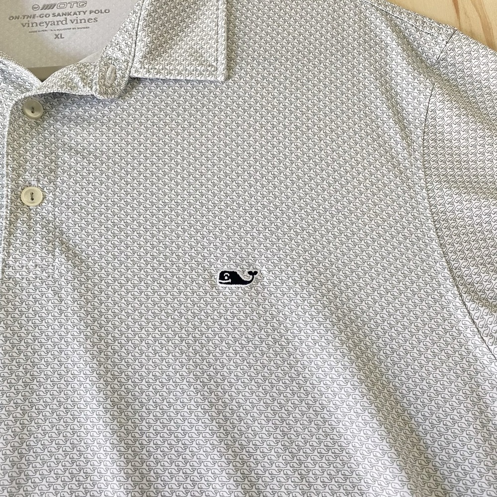 Vineyard Vines Polo Mens XL Green On-The-Go Sankaty Golf Whale Logo Performance - Picture 6 of 9
